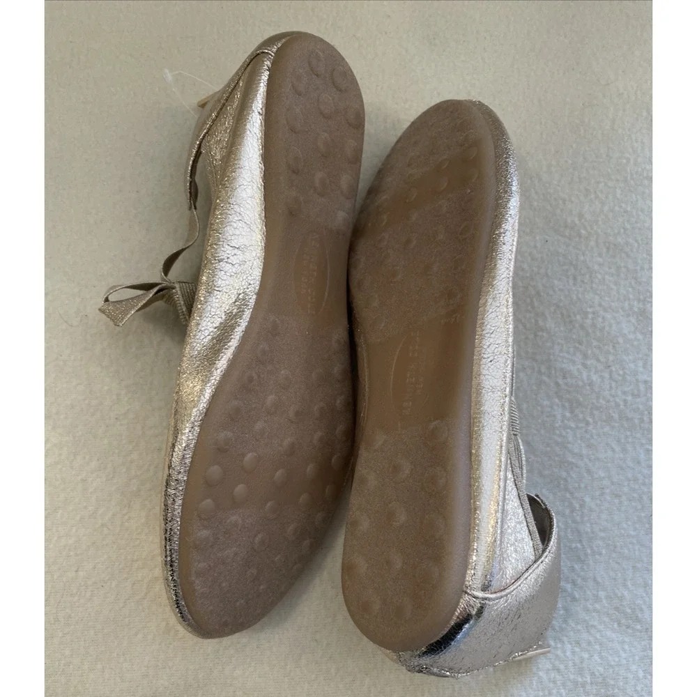 Kenneth Cole Rose Bow Metallic Ballet Flats Girls 4Y New Dress Party Sparkle Fun